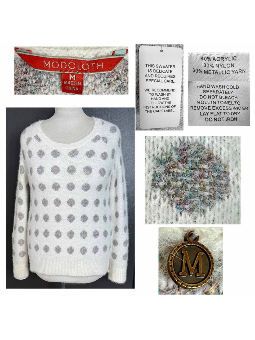 ModCloth Warm an Opinion Dotted Sweater Women Medium NEW